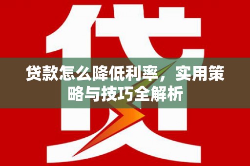 湘西贷款怎么降低利率，实用策略与技巧全解析