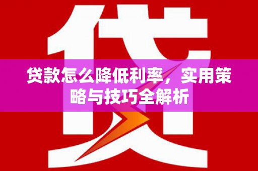 坦洲贷款怎么降低利率，实用策略与技巧全解析